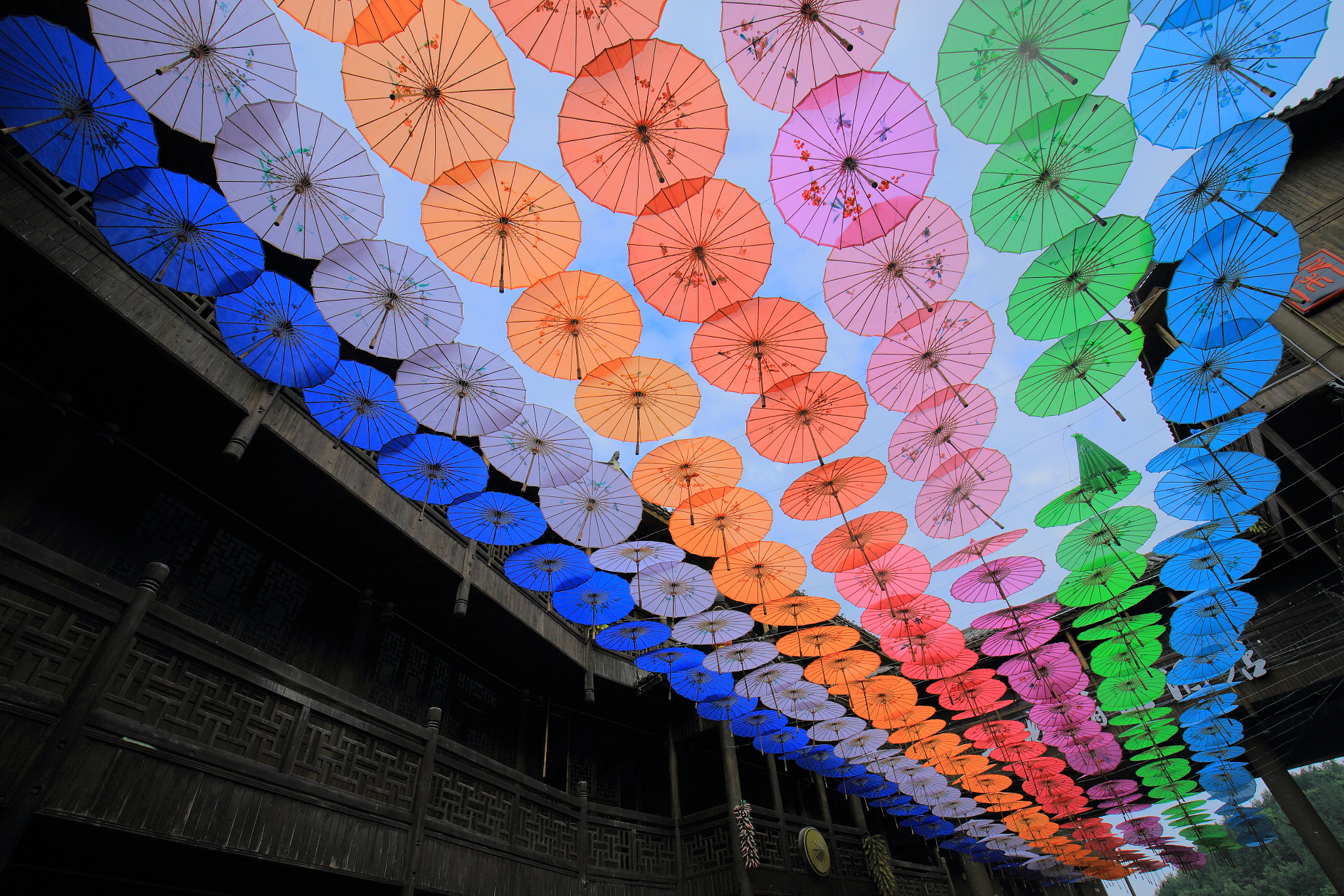 Canon EOS-1D X + Canon EF 16-35mm F4L IS USM sample photo. Umbrellas in youyang, chongqing, china photography