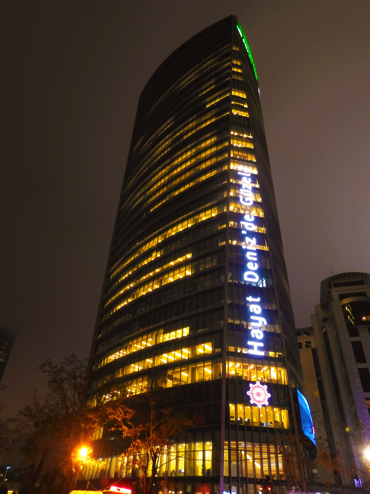 Denizbank at night.