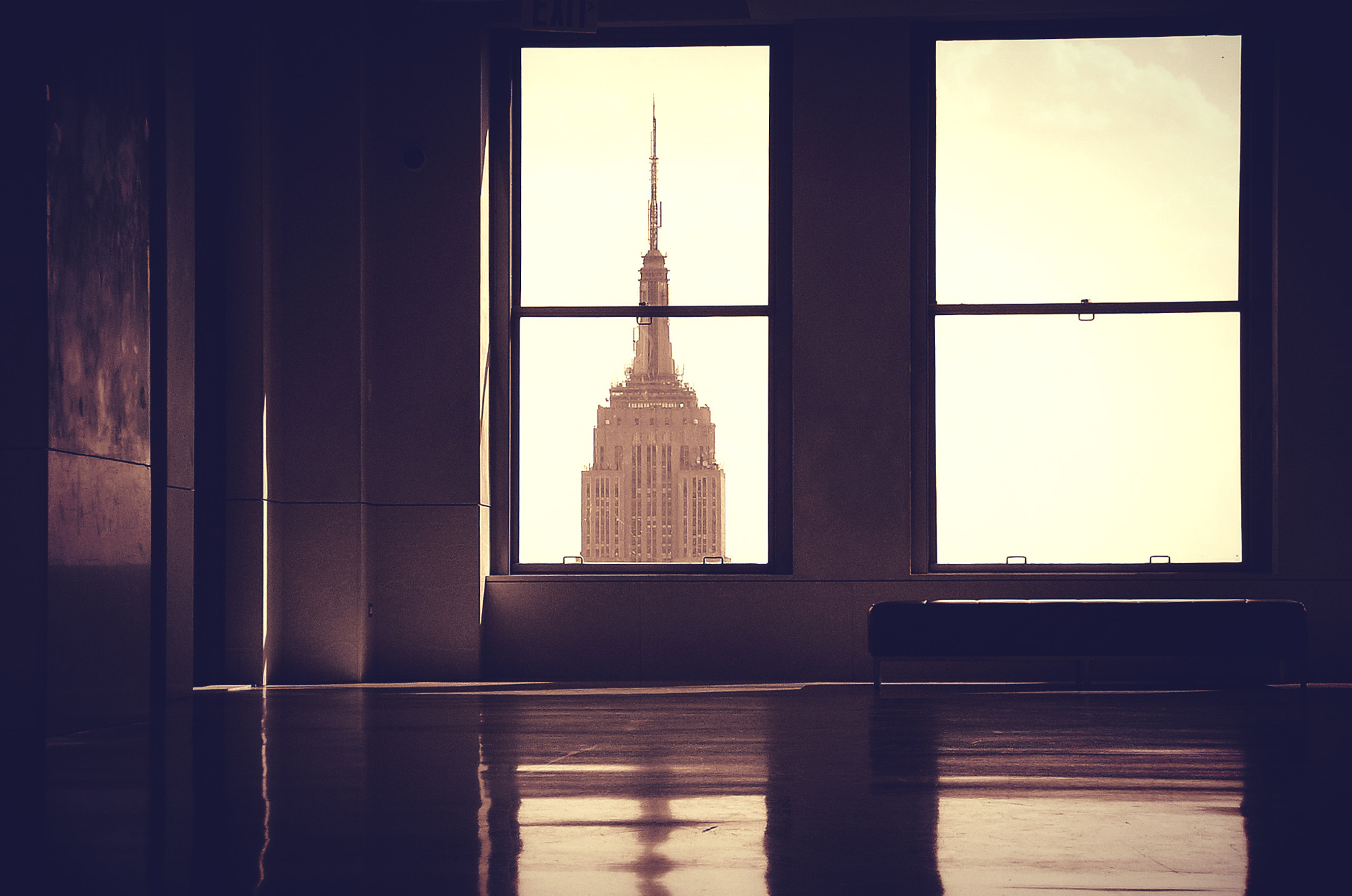 Nikon S1 sample photo. Empire state building through the window photography