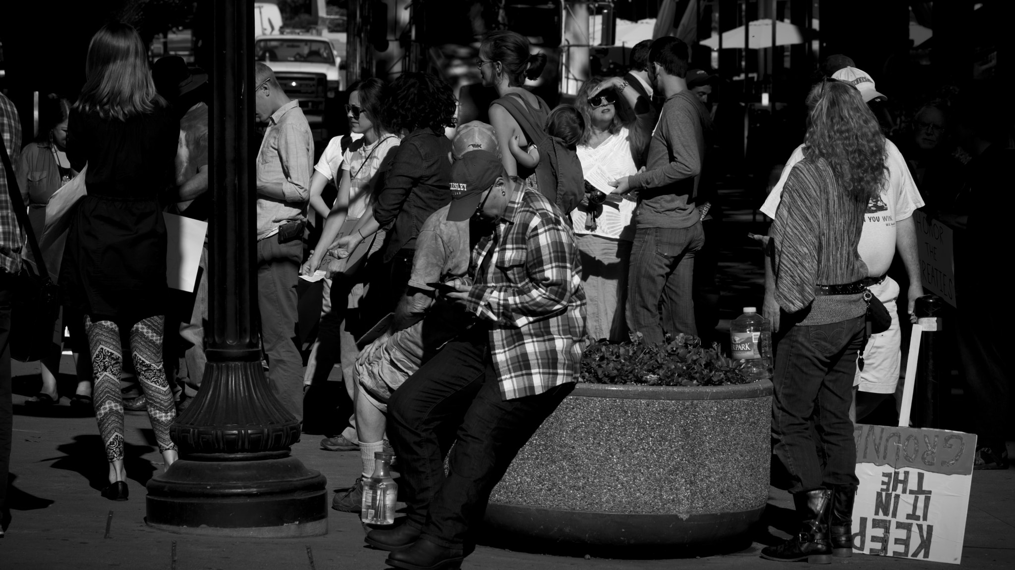 Sony a6000 + Sony FE 90mm F2.8 Macro G OSS sample photo. Protesters gathering 7 photography