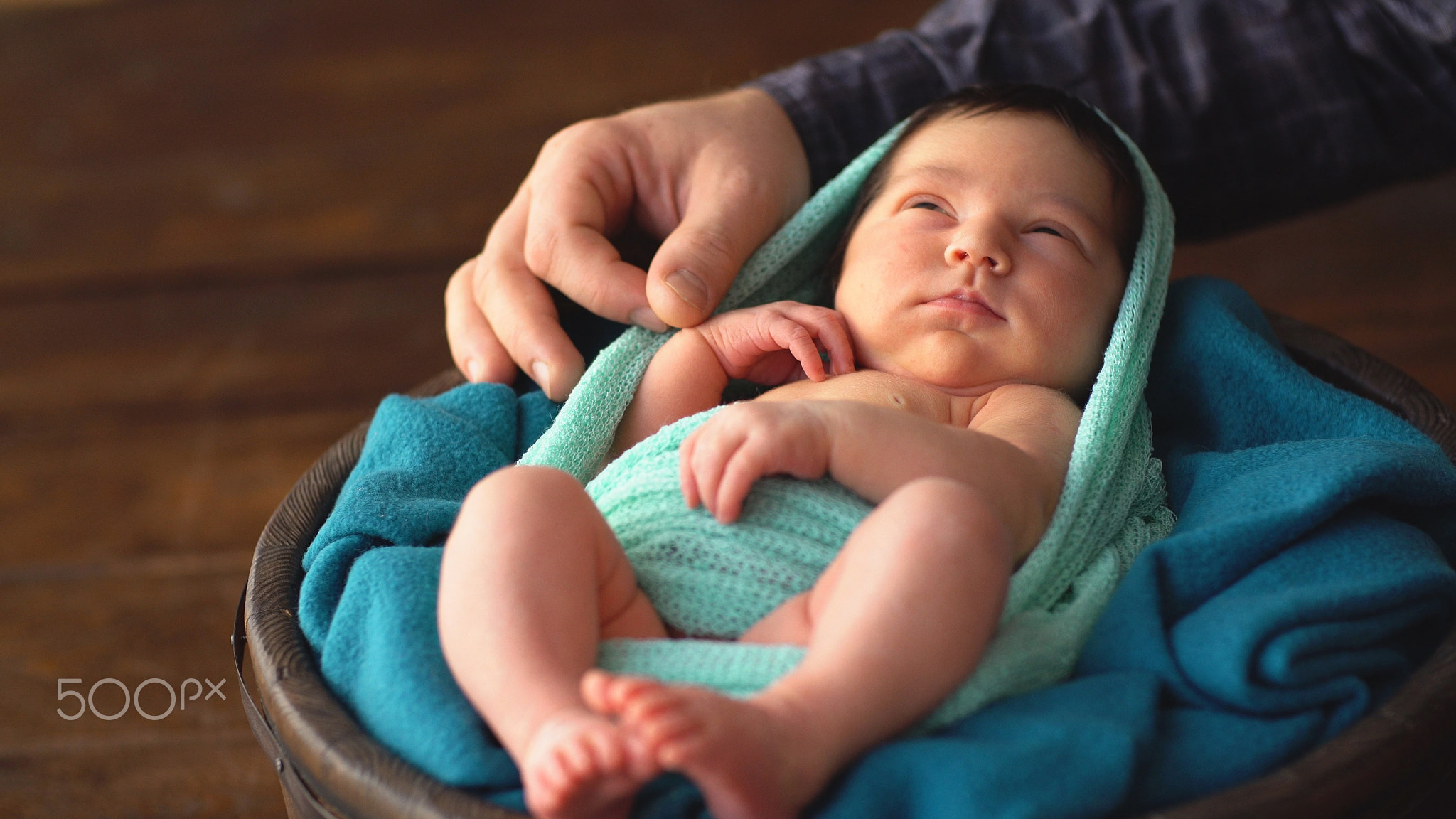 Father with newborn daughter