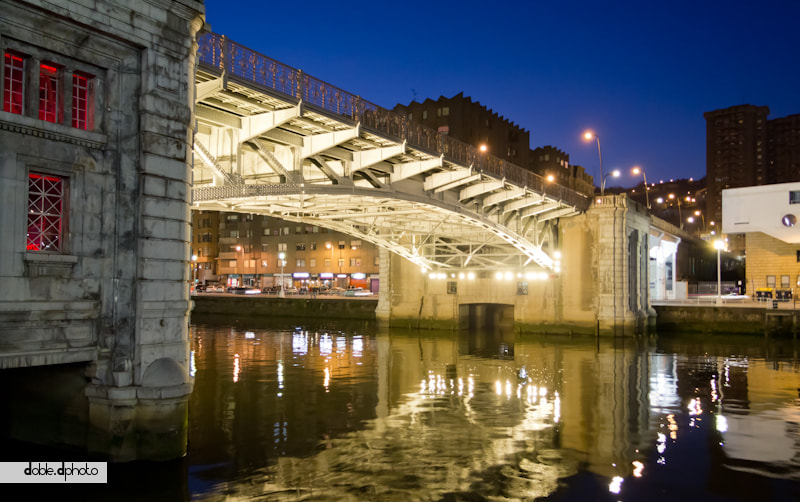 Deusto drawbridge night view (Bilbao, Spain)