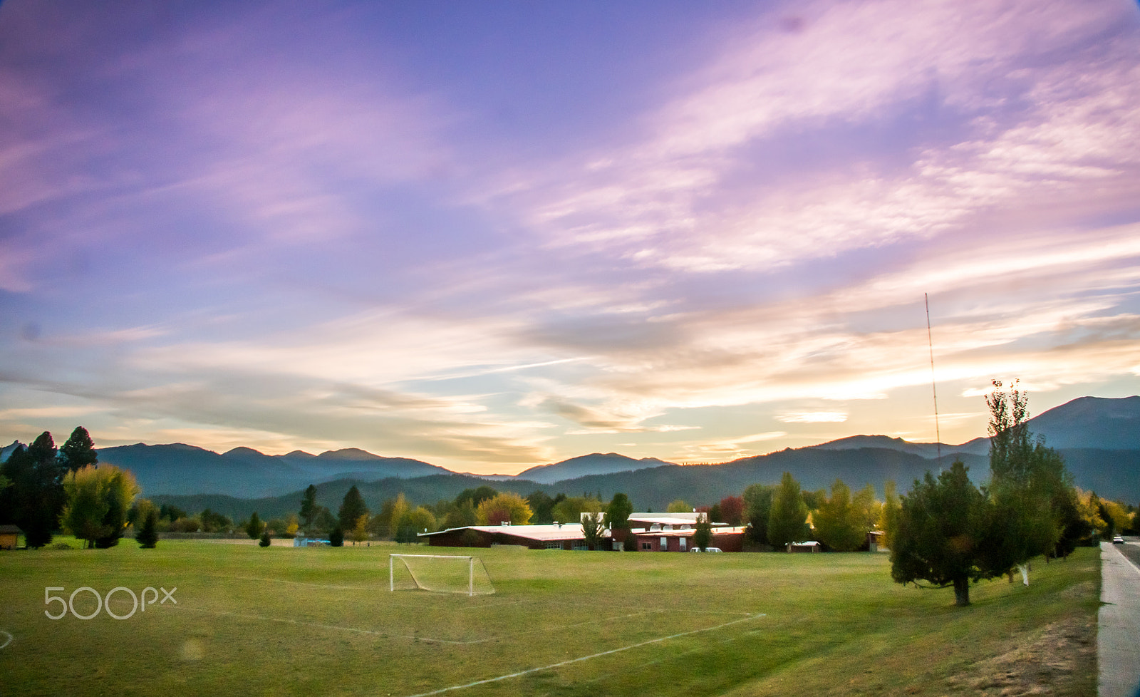 Panasonic Lumix DMC-GH4 sample photo. Sunset over school photography
