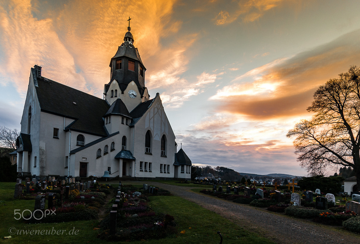 Pentax K10D sample photo. Church in east german photography