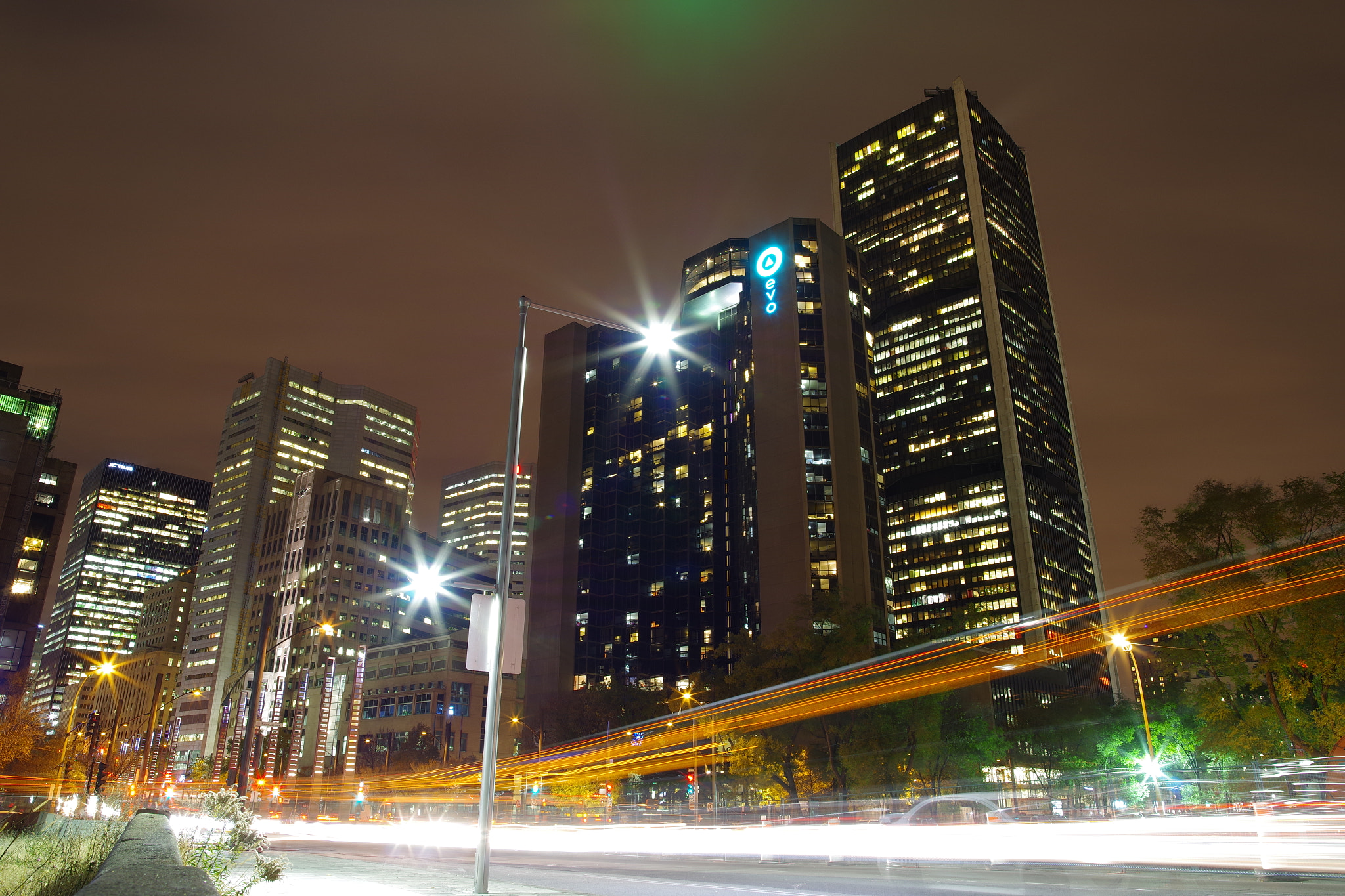 A Series Lens sample photo. Downtown longexposure in montréal photography