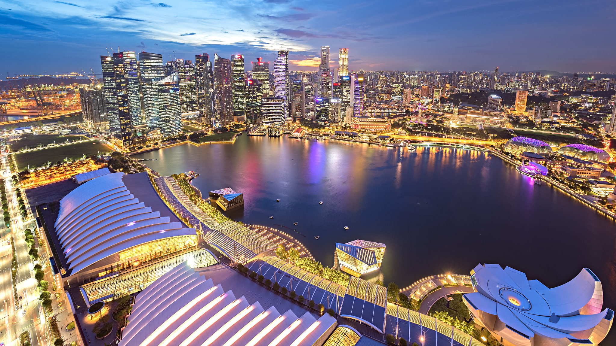 Nikon D4S sample photo. Evening at singapore marina bay photography