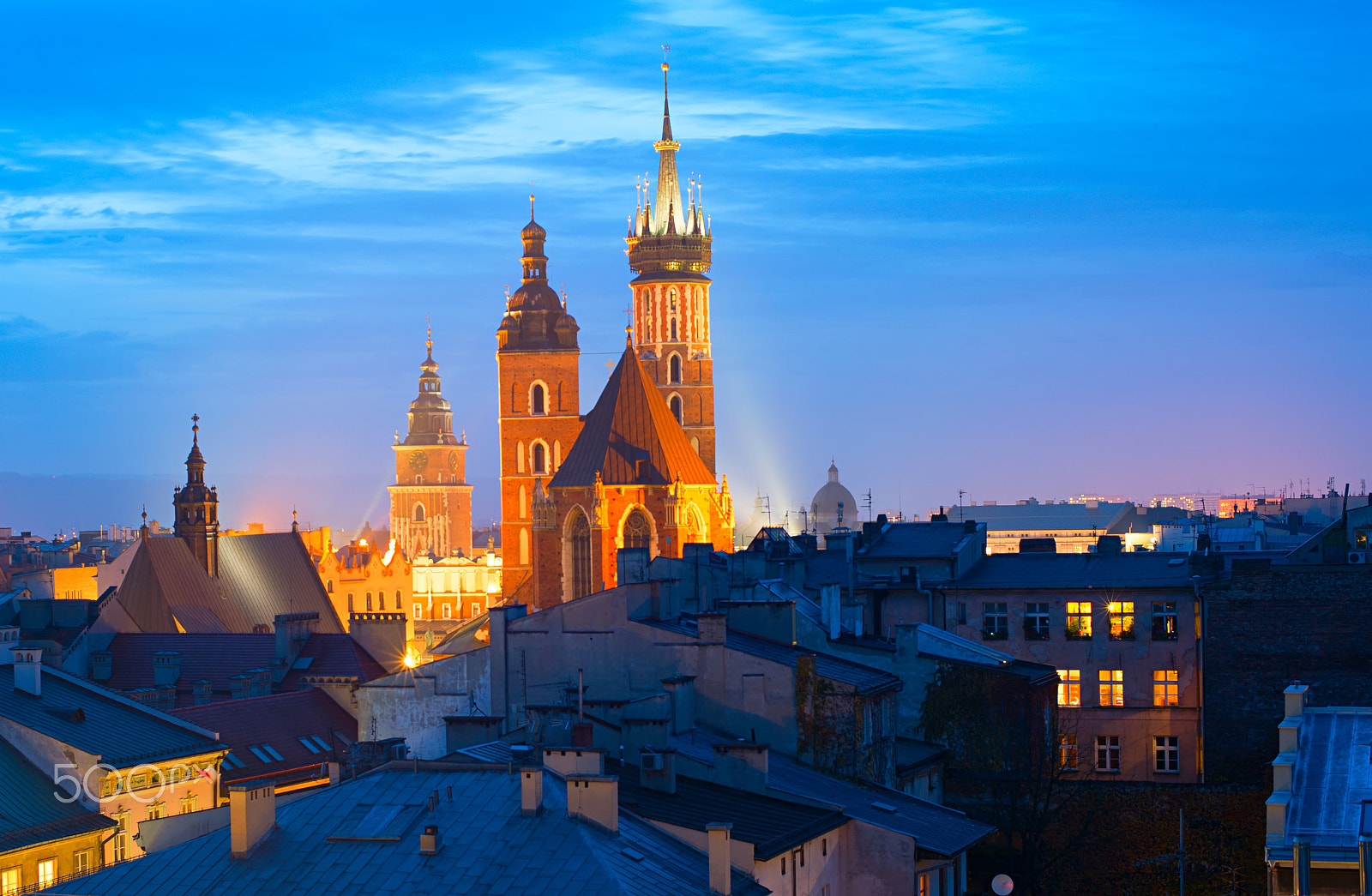 Nikon Df sample photo. Krakow old town at twilight photography