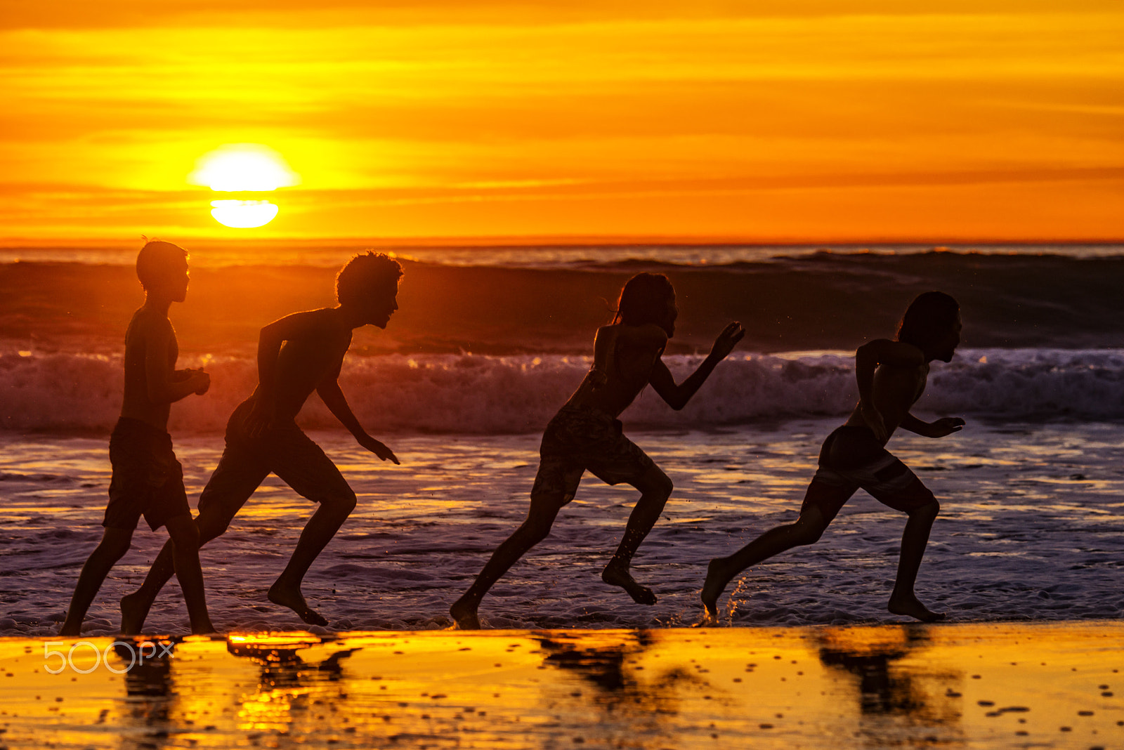Nikon D600 sample photo. Boys run on the beach at sunset in oceanside photography