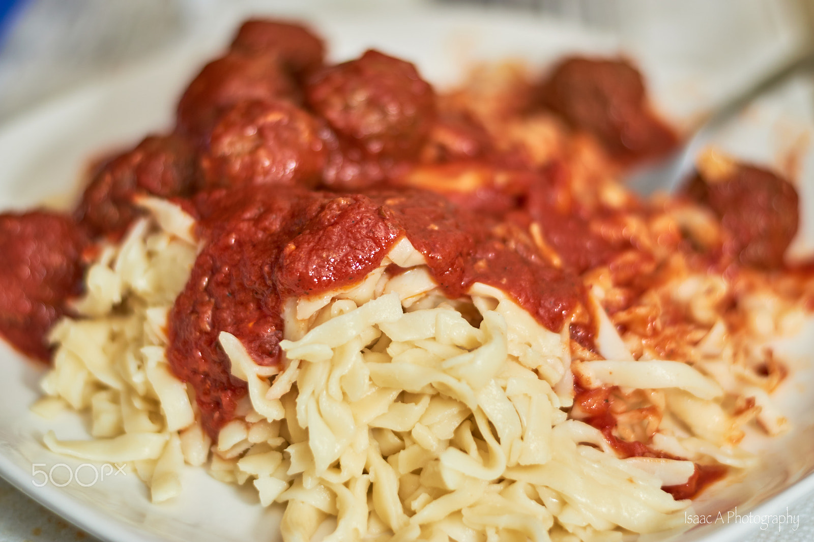 Nikon AF-S Nikkor 50mm F1.8G sample photo. Pasta and meatball sauce photography