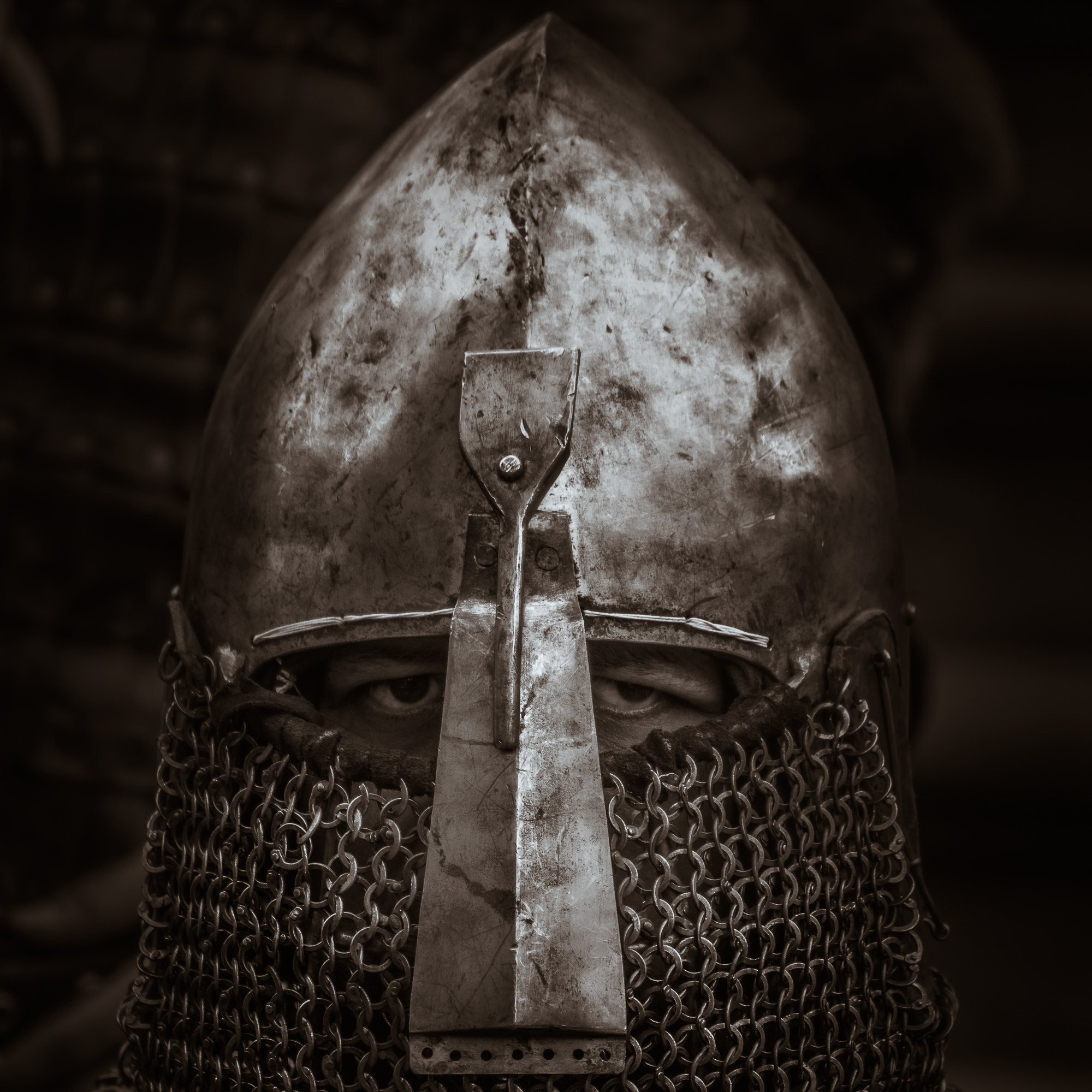Sony ILCA-77M2 + Tamron SP 70-300mm F4-5.6 Di USD sample photo. Medieval helmet detail photography