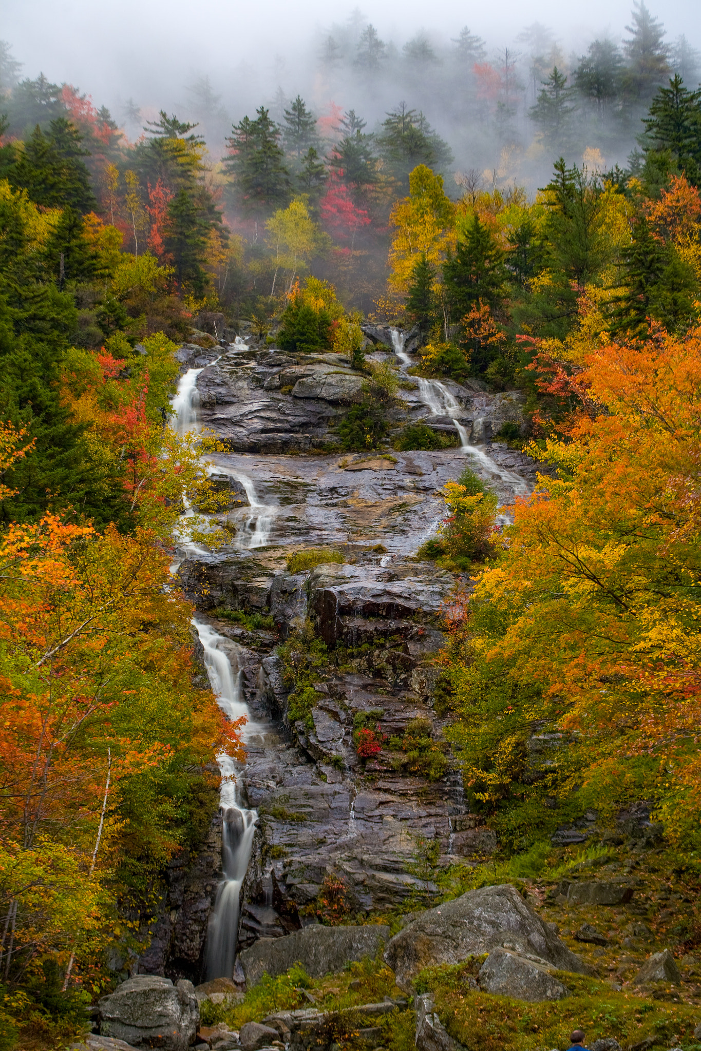 Canon EOS 5D sample photo. Misty waterfall in autumn photography