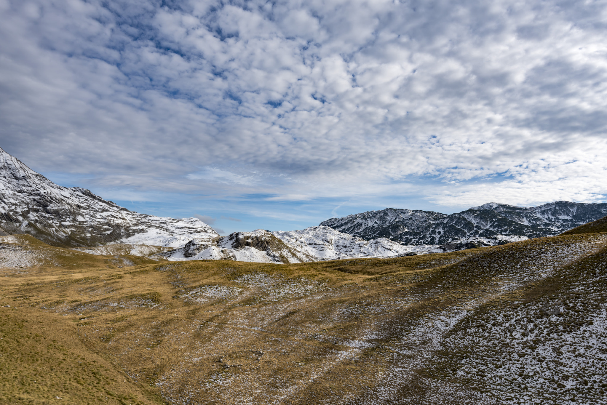 Mountains and clouds.