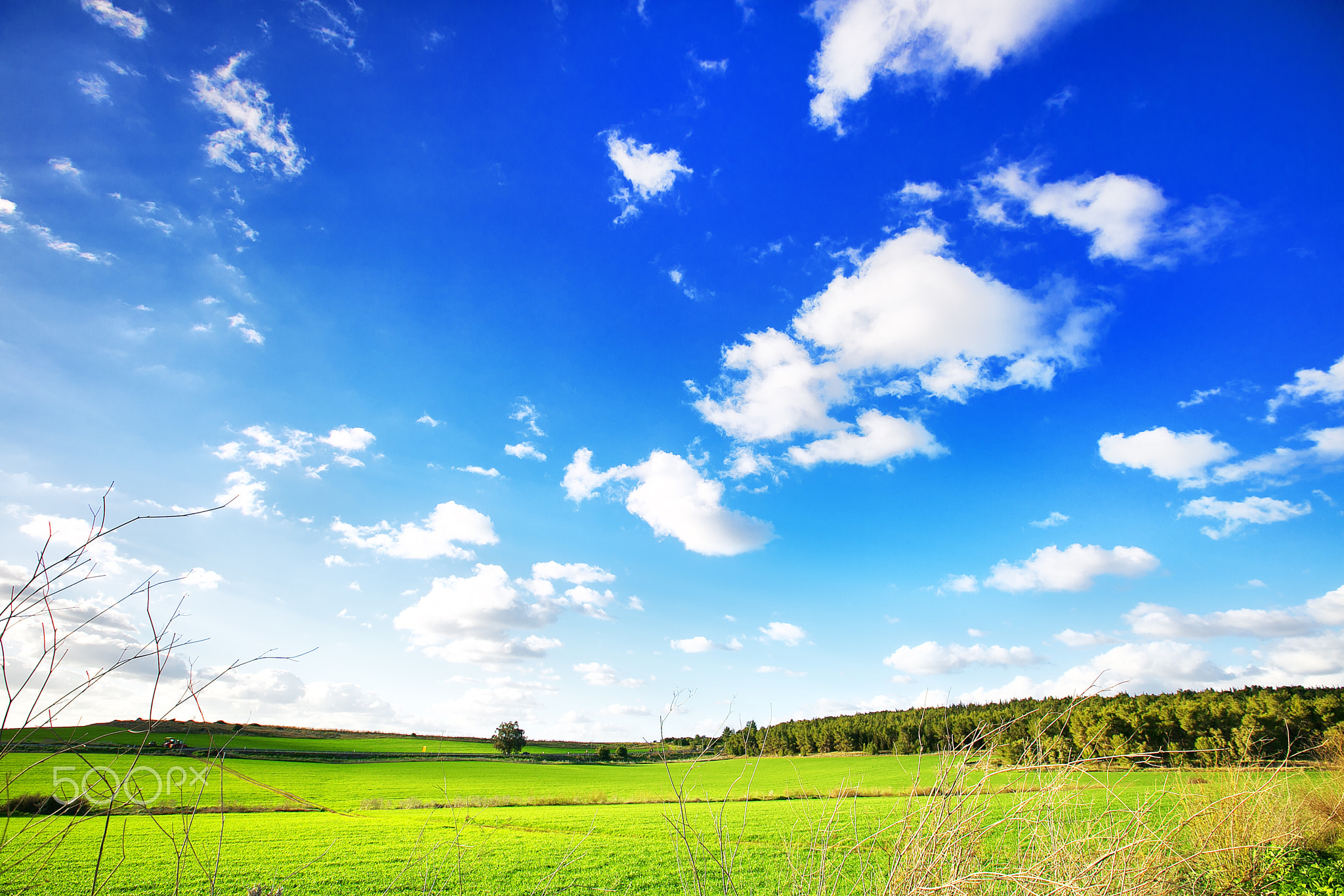 Beautiful landscape with clouds and blue sky