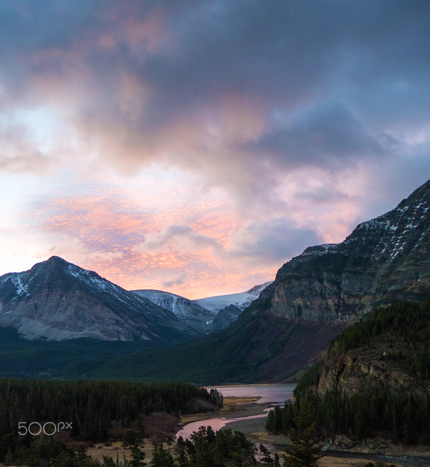 Olympus OM-D E-M5 II sample photo. Sunrise, swiftcurrent creek, glacier np photography