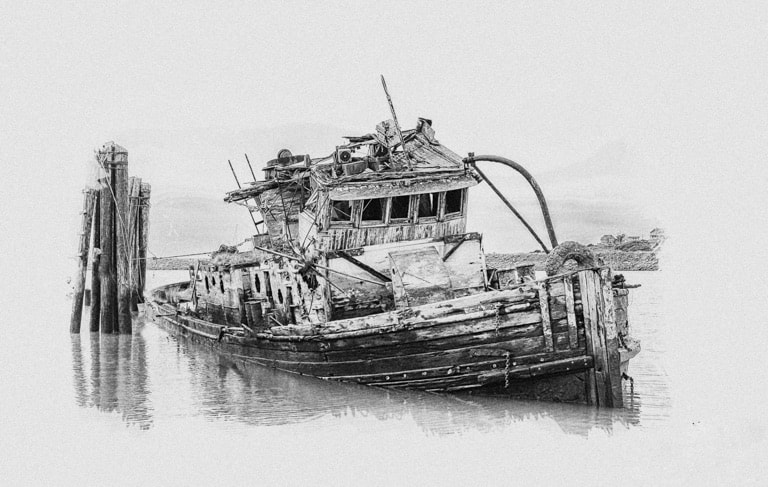 Canon EF 24mm F1.4L II USM sample photo. The mary d hume, sits rotting away at the mouth of rogue river near gold beach, oregon photography