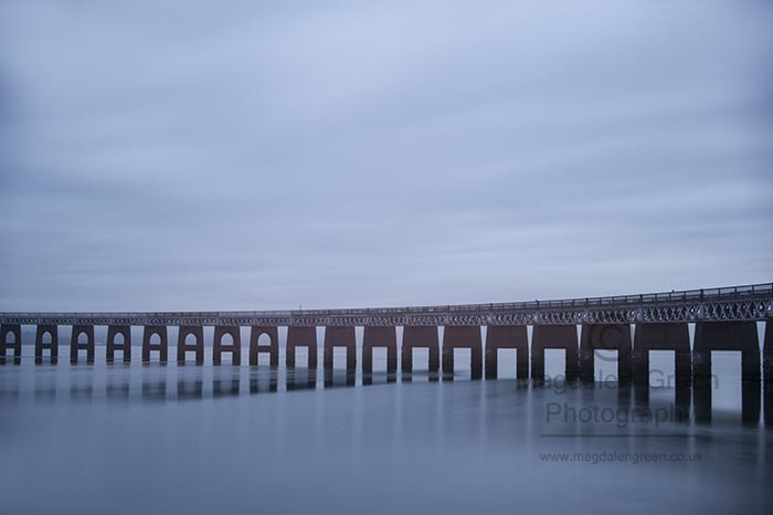 Nikon D700 sample photo. Steely blue - tay rail bridge - dundee scotland - long exposure photography