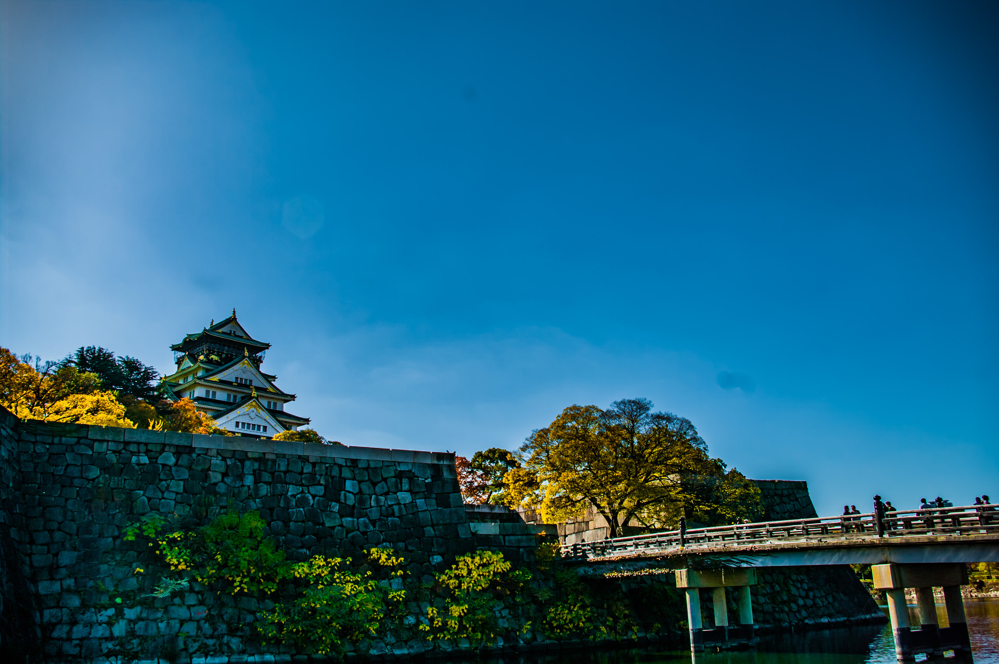 Pentax K20D sample photo. Osaka castle photography