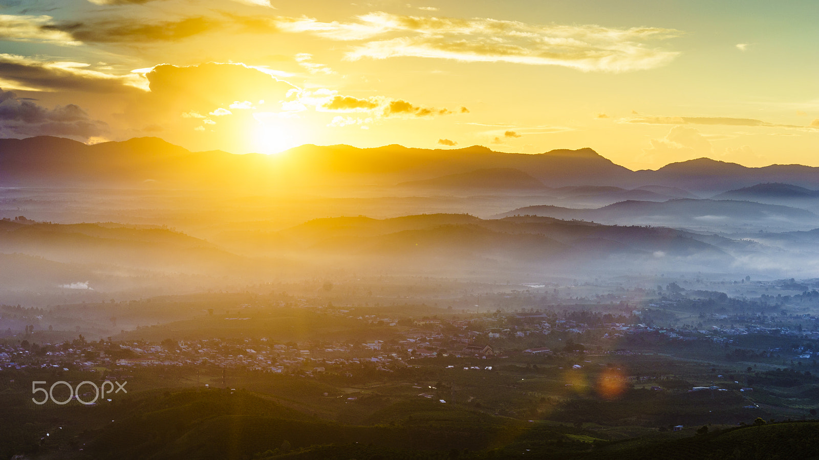 Sony FE 70-300mm F4.5-5.6 G OSS sample photo. Sunrise on the sleepy town photography