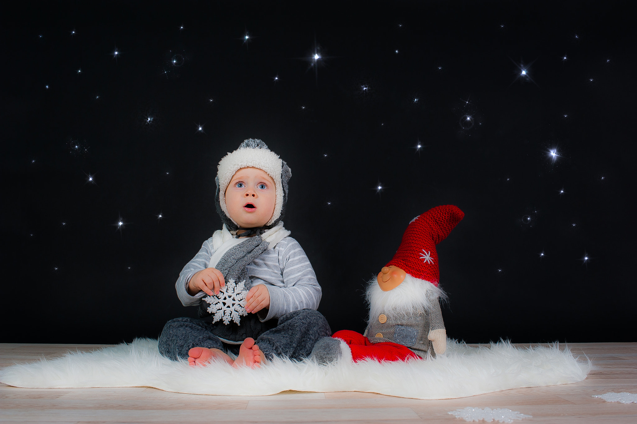 Nikon D700 sample photo. Baby on stars sky photography