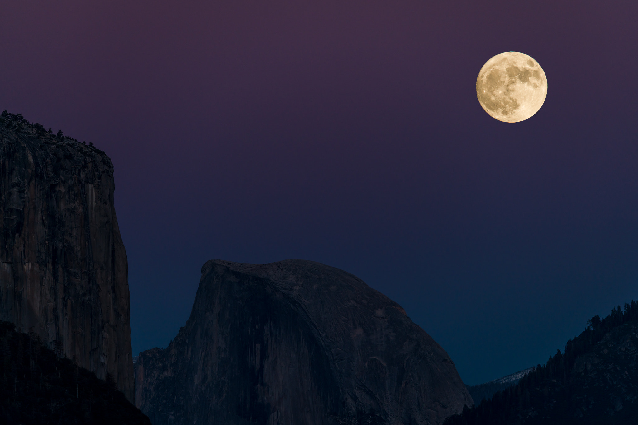 Canon EF 400mm F2.8L IS II USM sample photo. Full moon over yosemite photography