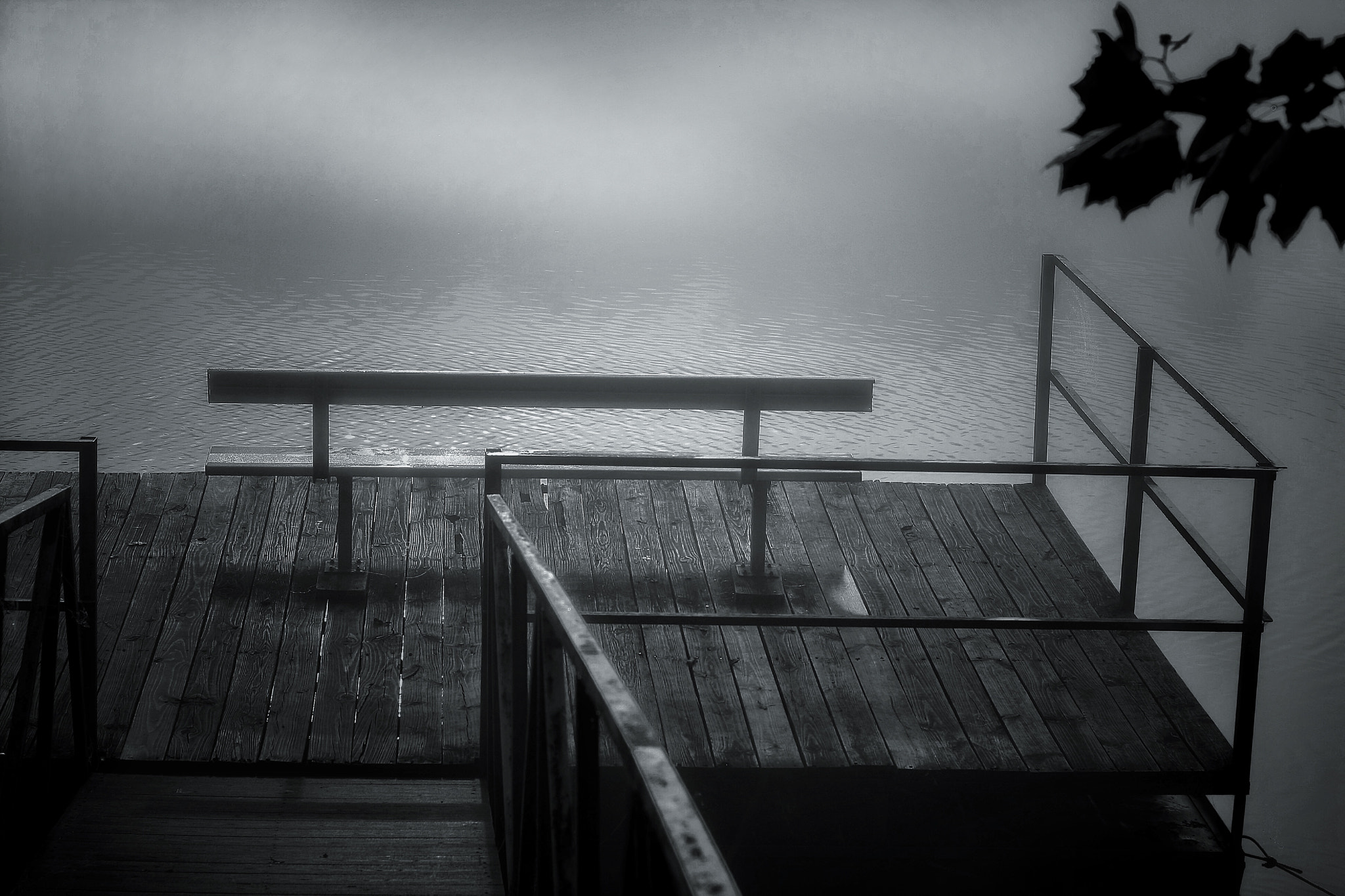 Canon EOS 1000D (EOS Digital Rebel XS / EOS Kiss F) sample photo. Fishing dock on a foggy lake photography