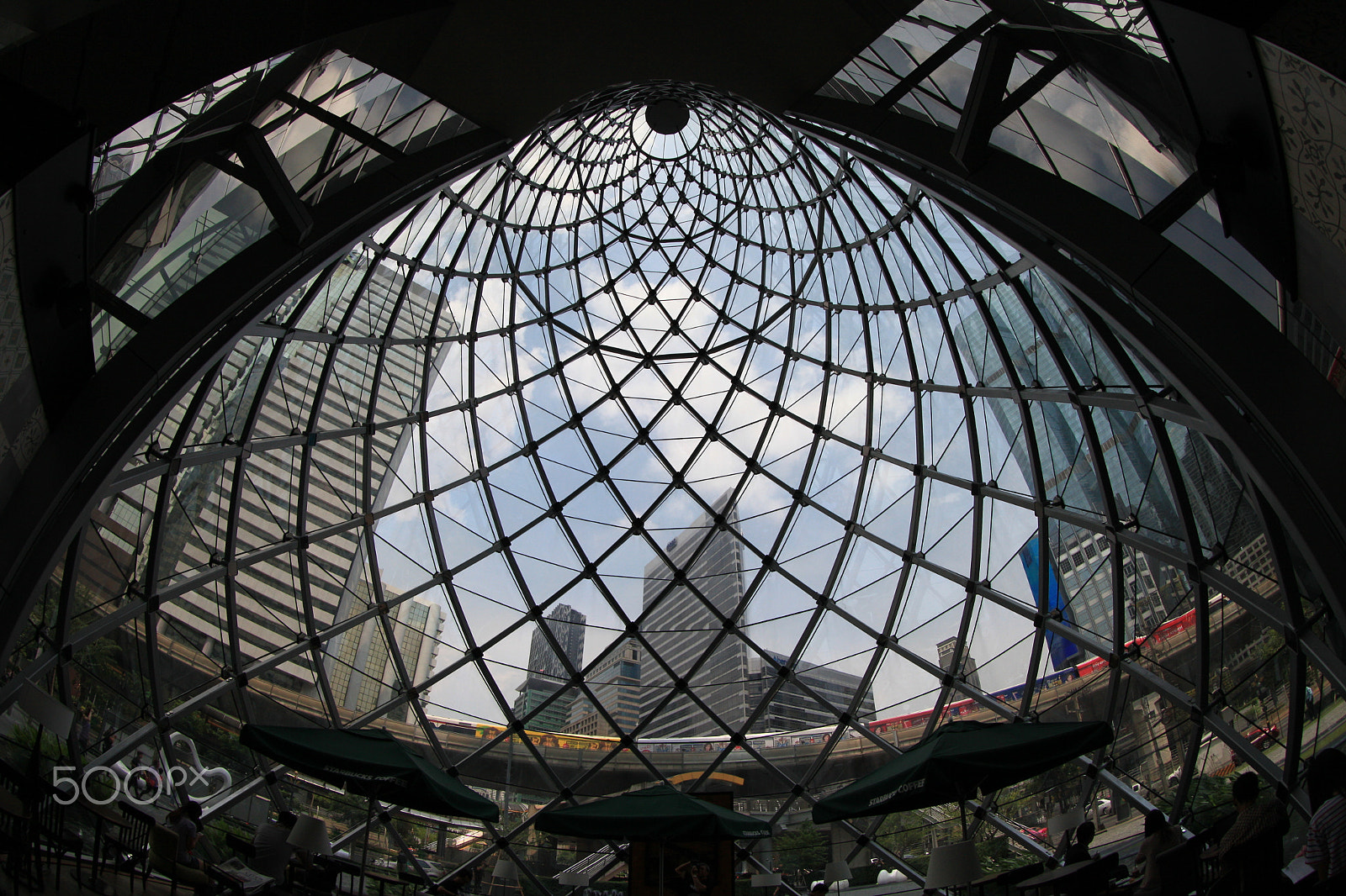 Canon EOS 5D Mark II + Canon EF 8-15mm F4L Fisheye USM sample photo. Look up the train thru a beautiful building photography
