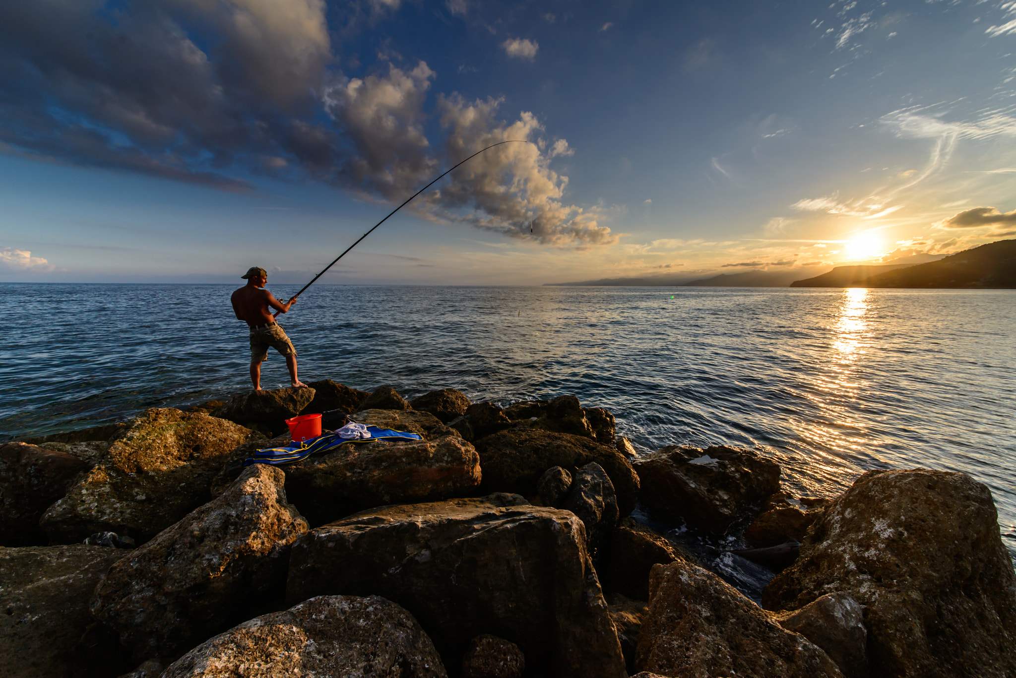 Nikon D800 + Sigma 12-24mm F4.5-5.6 II DG HSM sample photo. Fishing at sunset photography