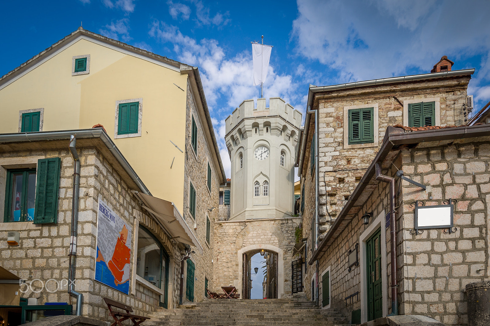 Nikon D3S sample photo. Clock tower in the herceg novi old town photography