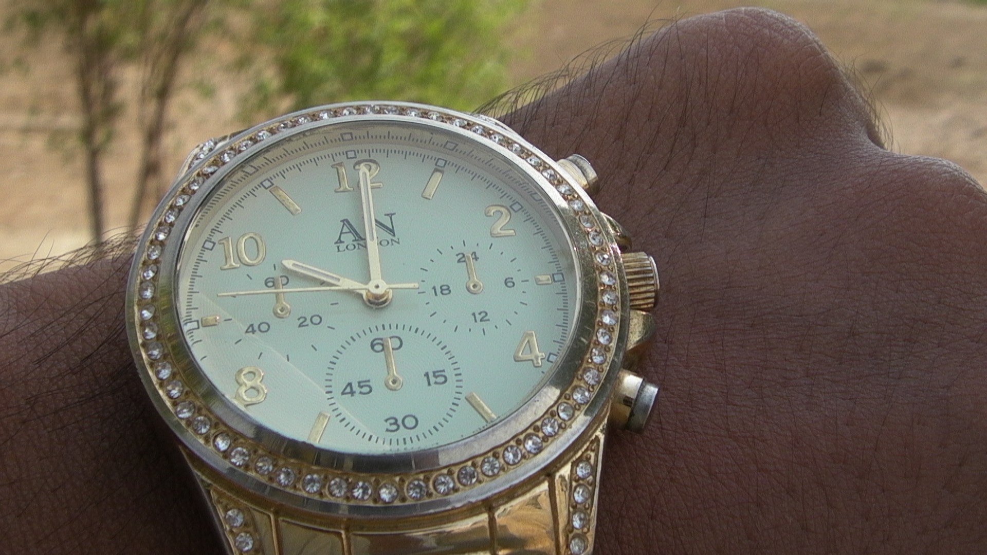 Samsung HMX-R10 sample photo. Golden wrist watch on wrist photography
