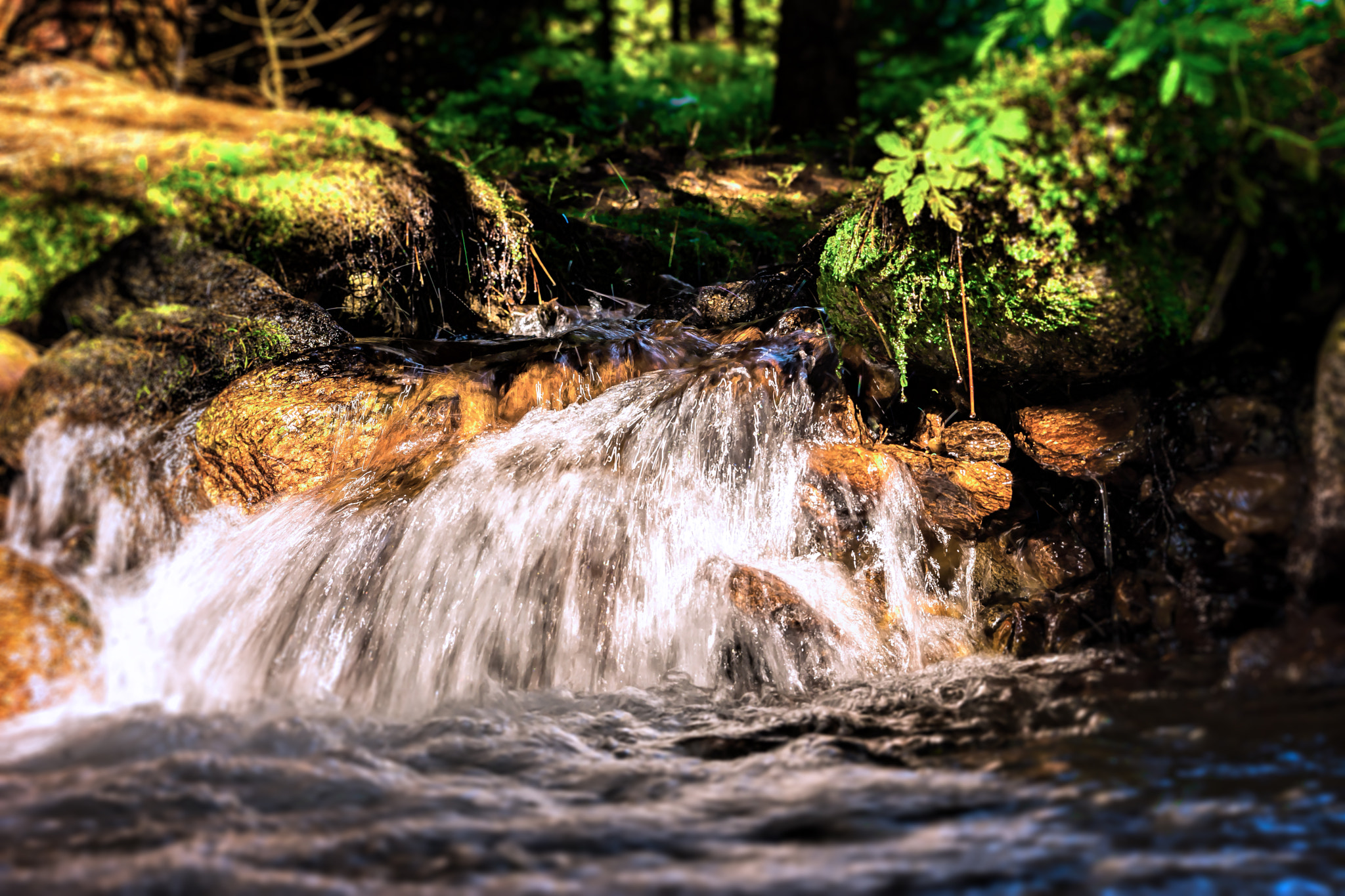 E 50mm F2 sample photo. Little waterfall photography