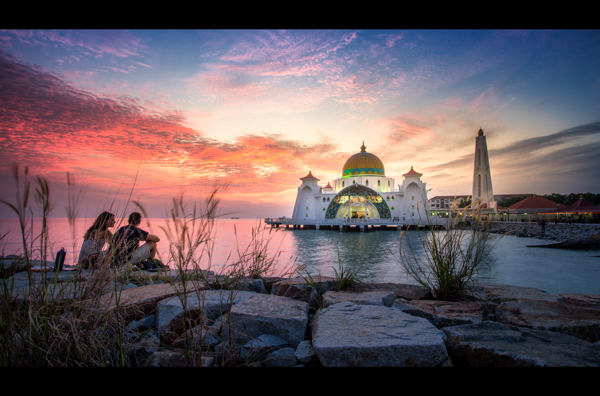 Sony a7R II + Canon EF 16-35mm F2.8L II USM sample photo. Malacca floating mosque sunset photography