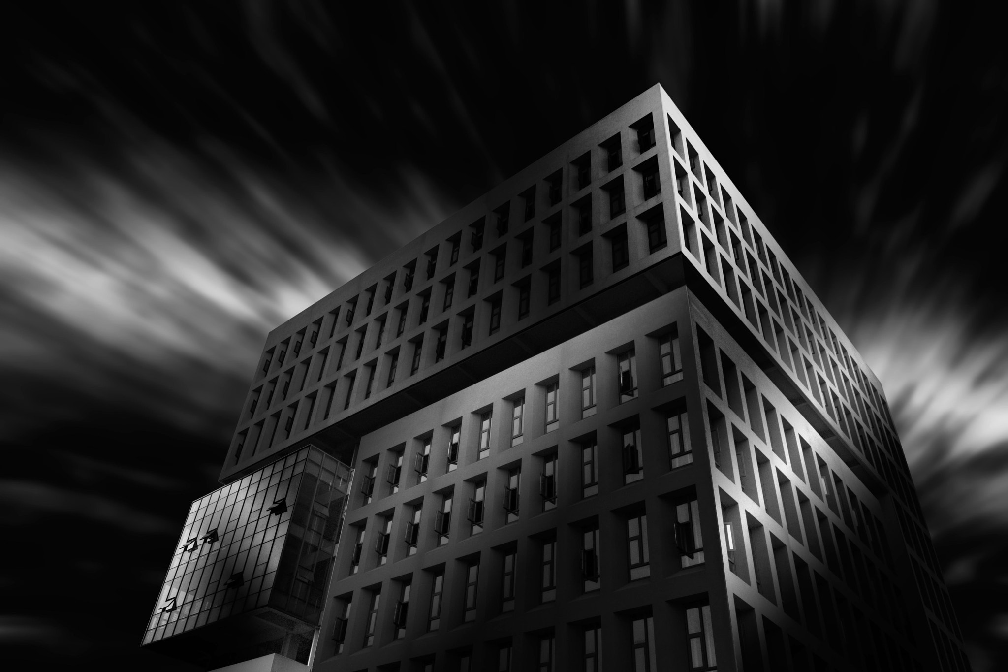 Sigma 17-70mm F2.8-4 DC Macro OS HSM sample photo. My first attempt at black and white building. photography
