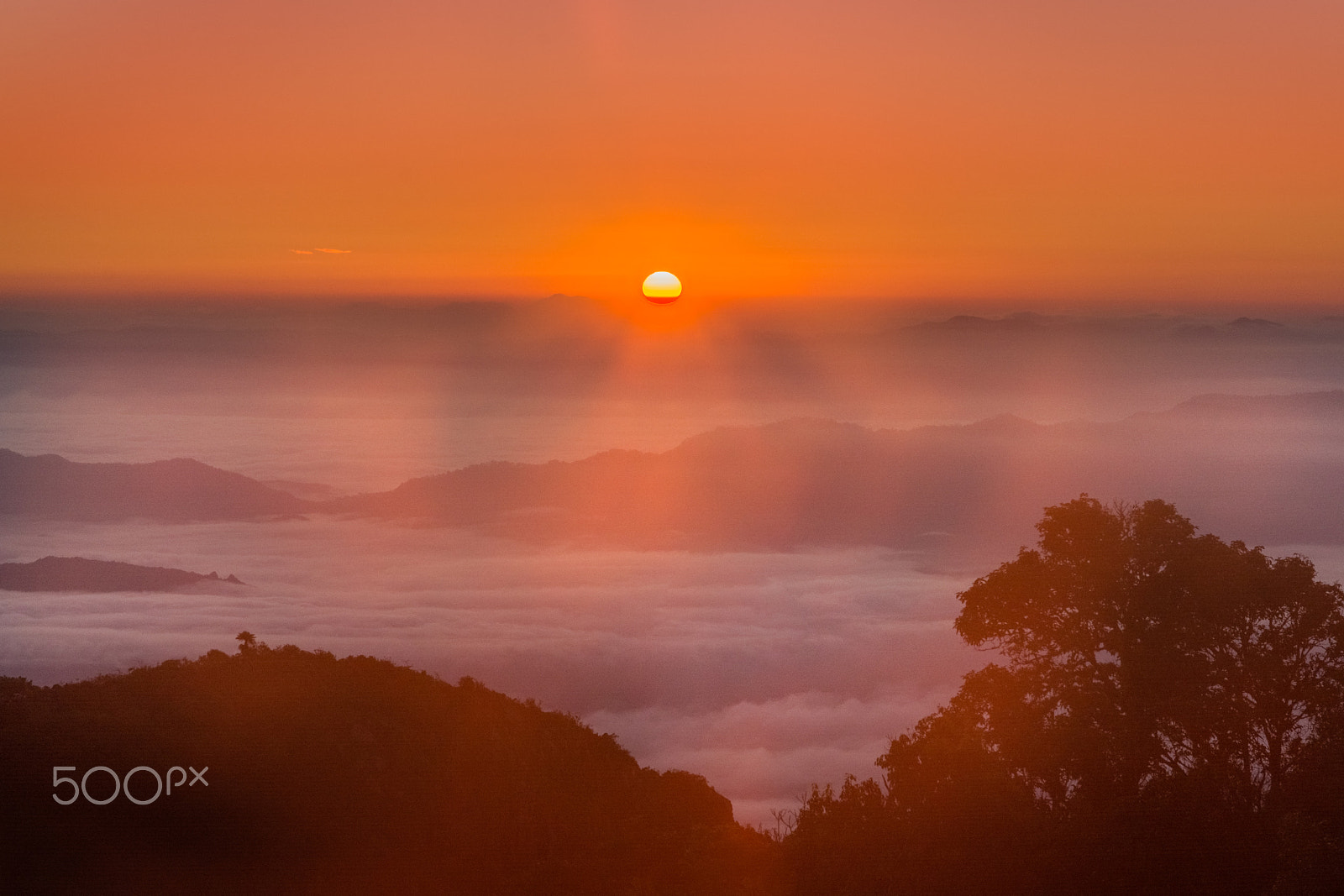 Nikon D5200 sample photo. Mountain mist in sunrise. photography