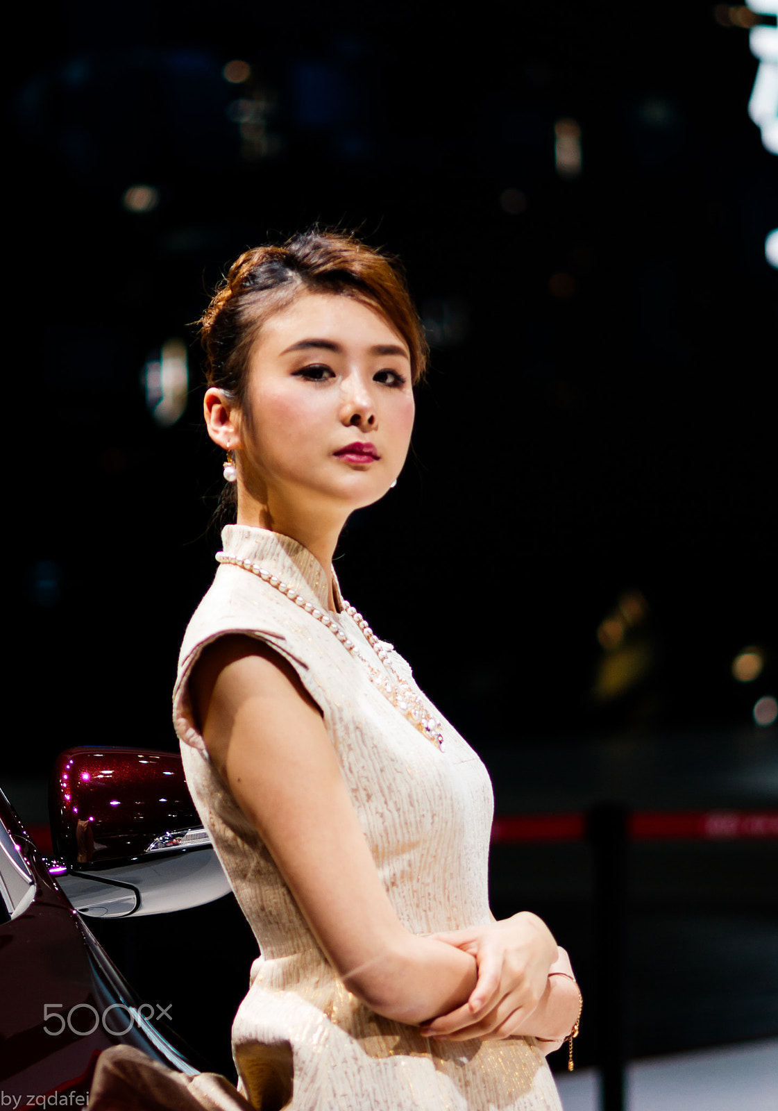 Pentax K10D + smc PENTAX-FA Macro 100mm F2.8 sample photo. Model in car exhibition photography
