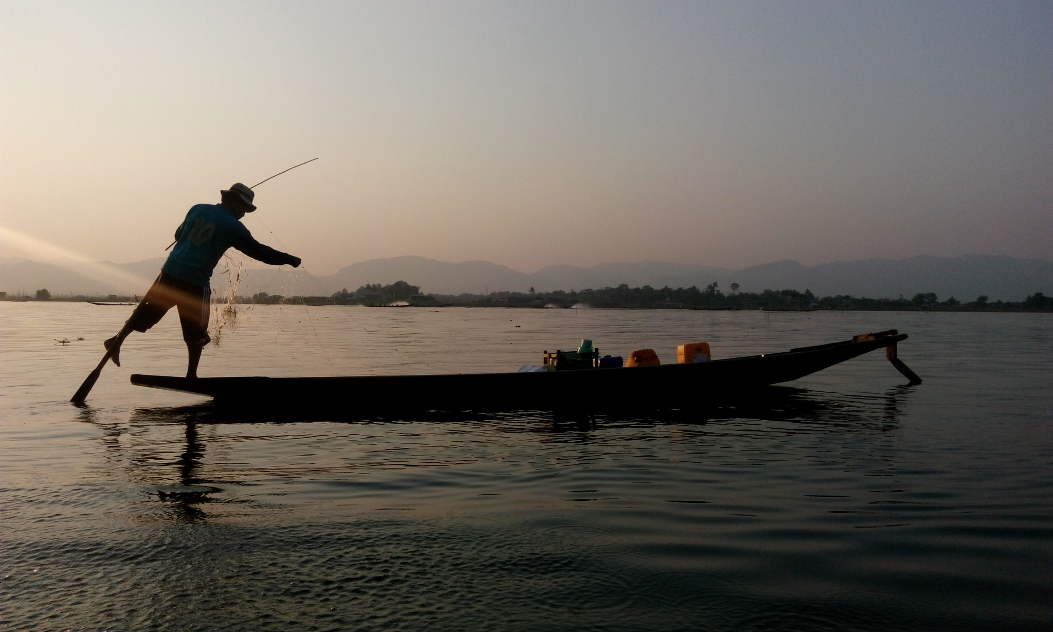 HTC DESIRE 816G DUAL SIM sample photo. Fisherman into the lake  photography