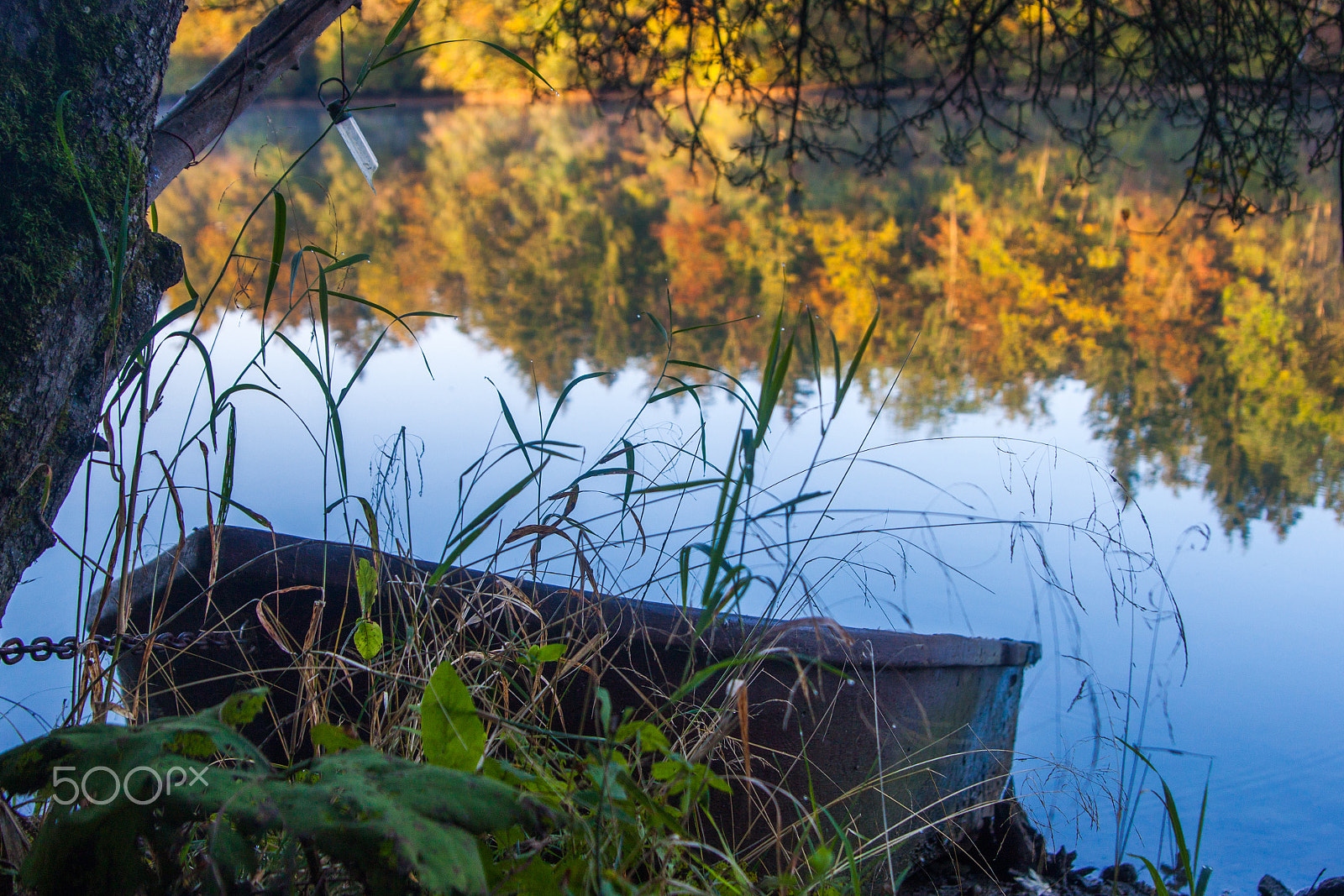 Canon EOS 500D (EOS Rebel T1i / EOS Kiss X3) sample photo. Old boat with reflectins photography