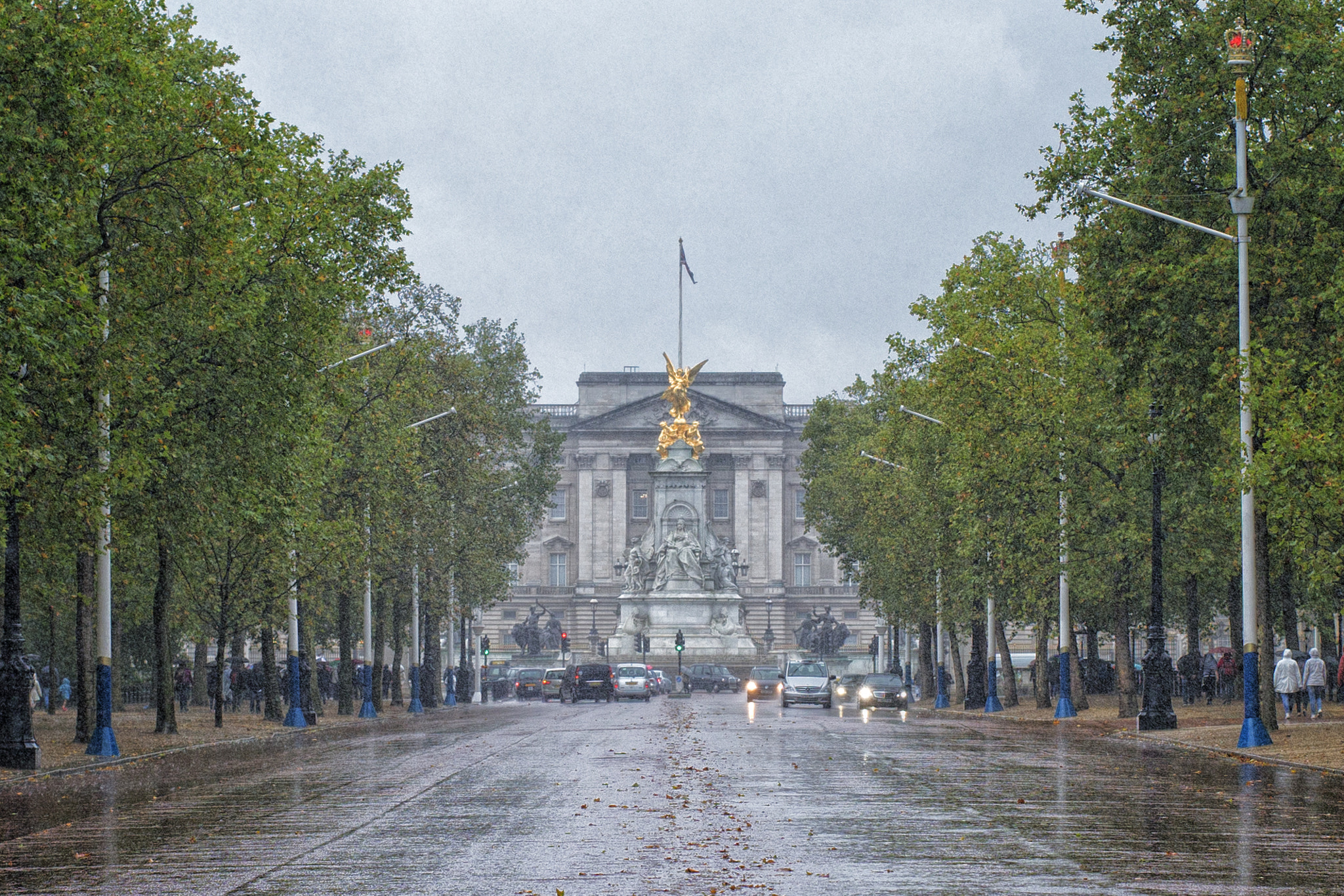 Canon EOS-1D C + ZEISS Otus 55mm F1.4 sample photo. Buckingham palace in rain photography