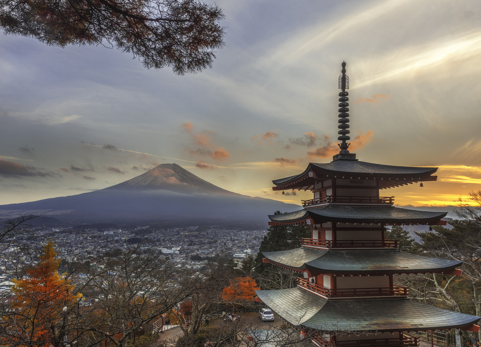 Sony a7 II sample photo. Chureito pagoda photography