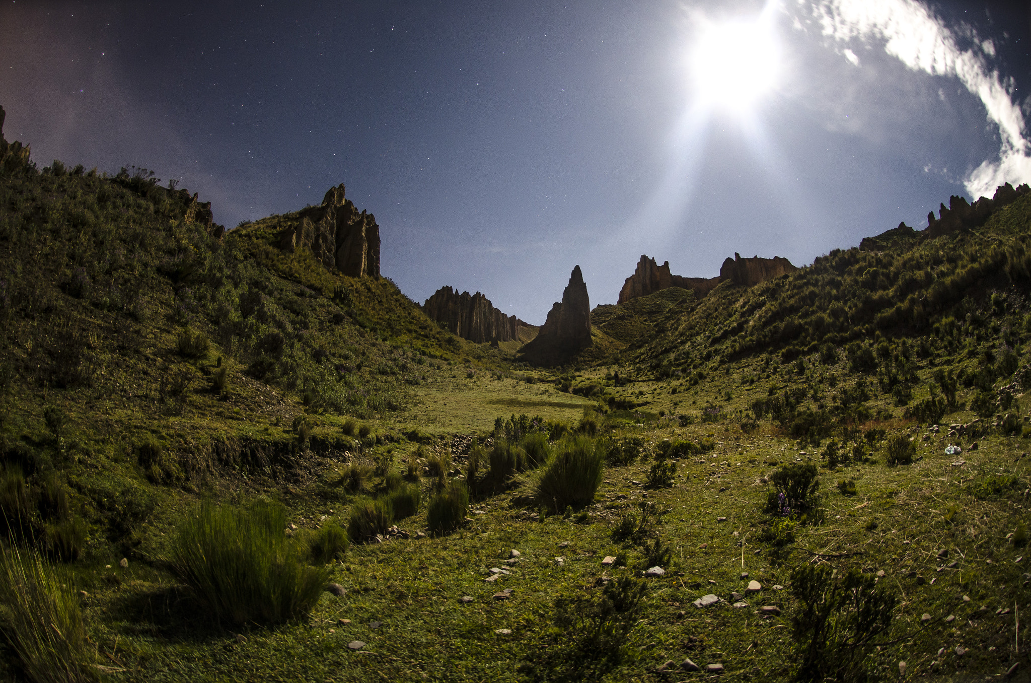 Nikon AF DX Fisheye-Nikkor 10.5mm F2.8G ED sample photo. Road to the forbidden land, under the moonlight photography