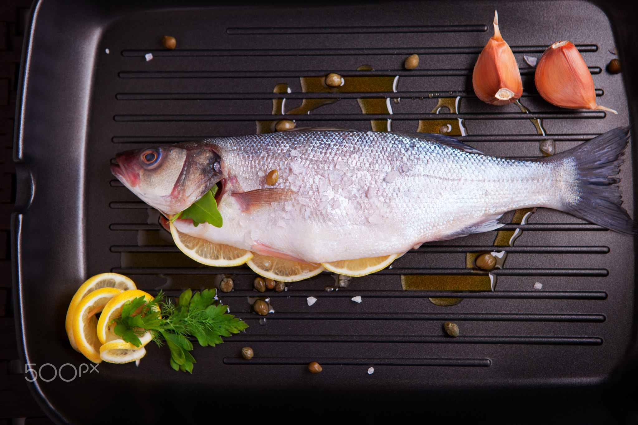 Sea bass with parsley