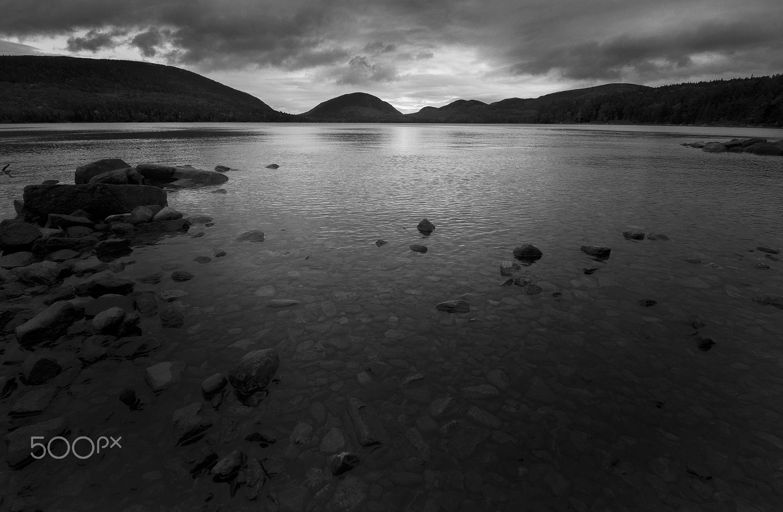 Nikon D5000 sample photo. Eagle pond stormy weather b&w photography