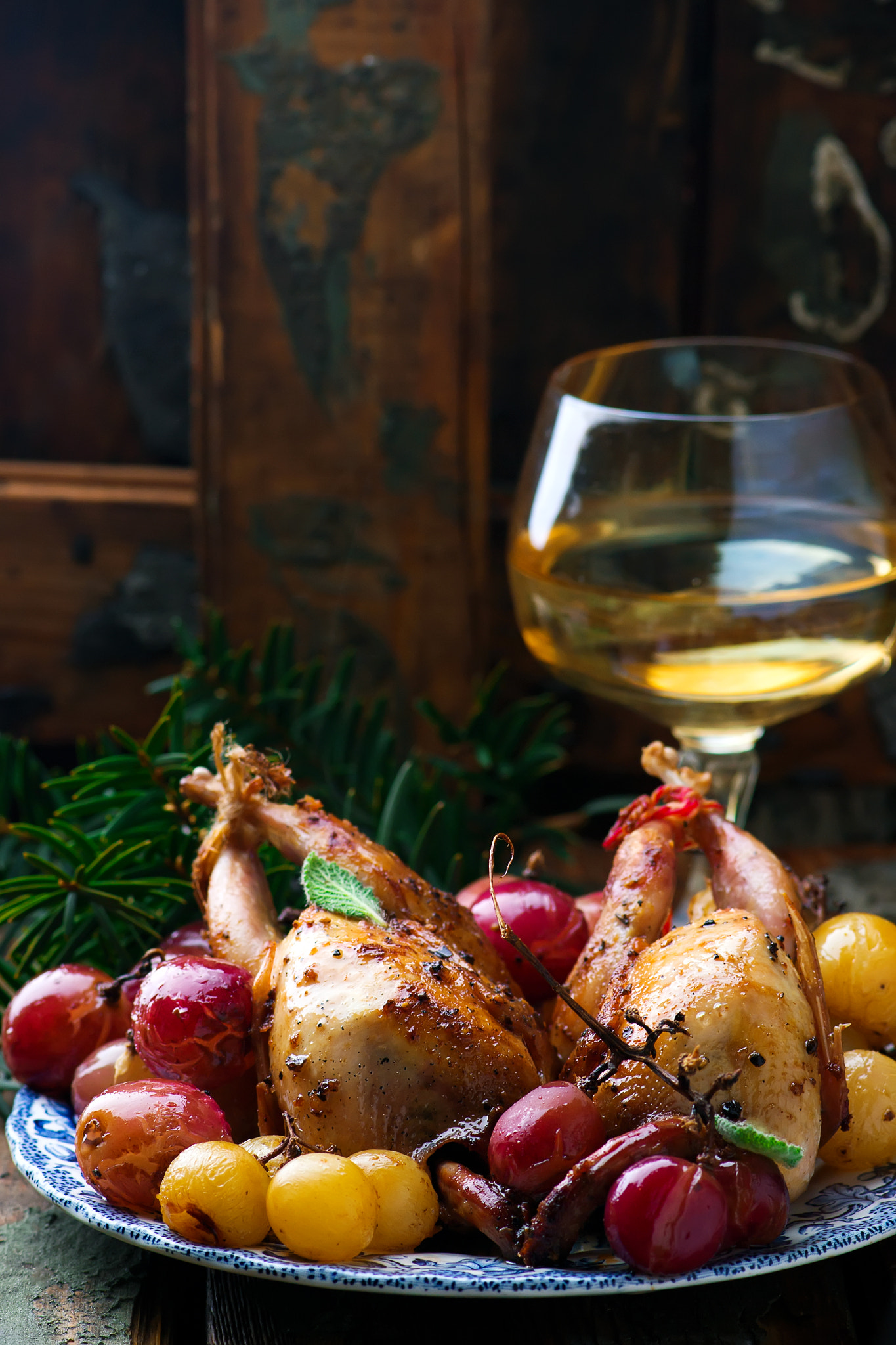 Nikon AF-S Micro-Nikkor 105mm F2.8G IF-ED VR sample photo. Baked quails with grapes photography