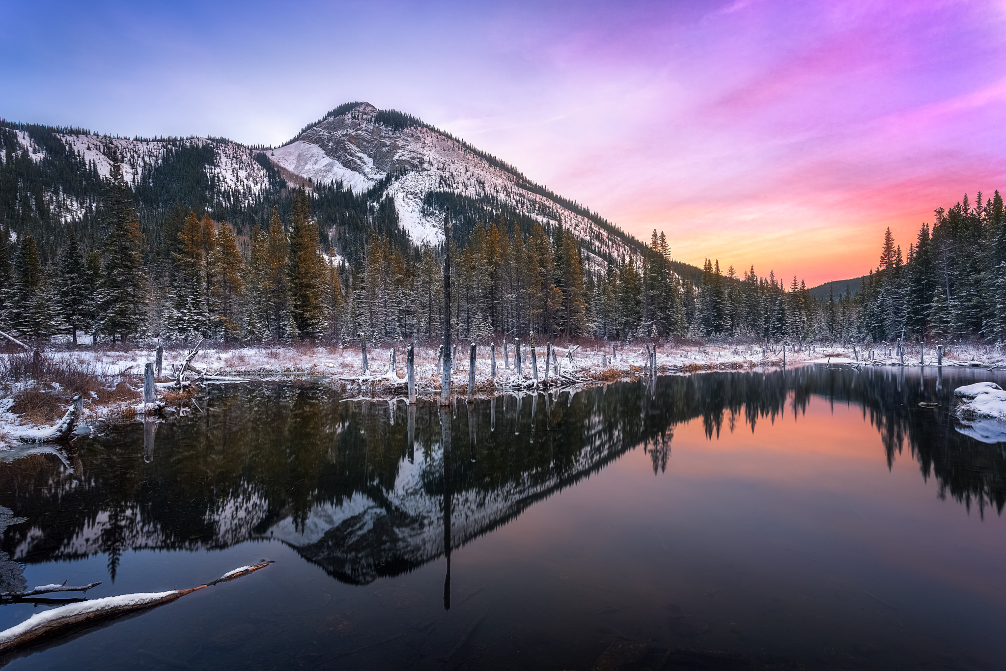 Beaver Pond Sunset nr. Bragg Creek.