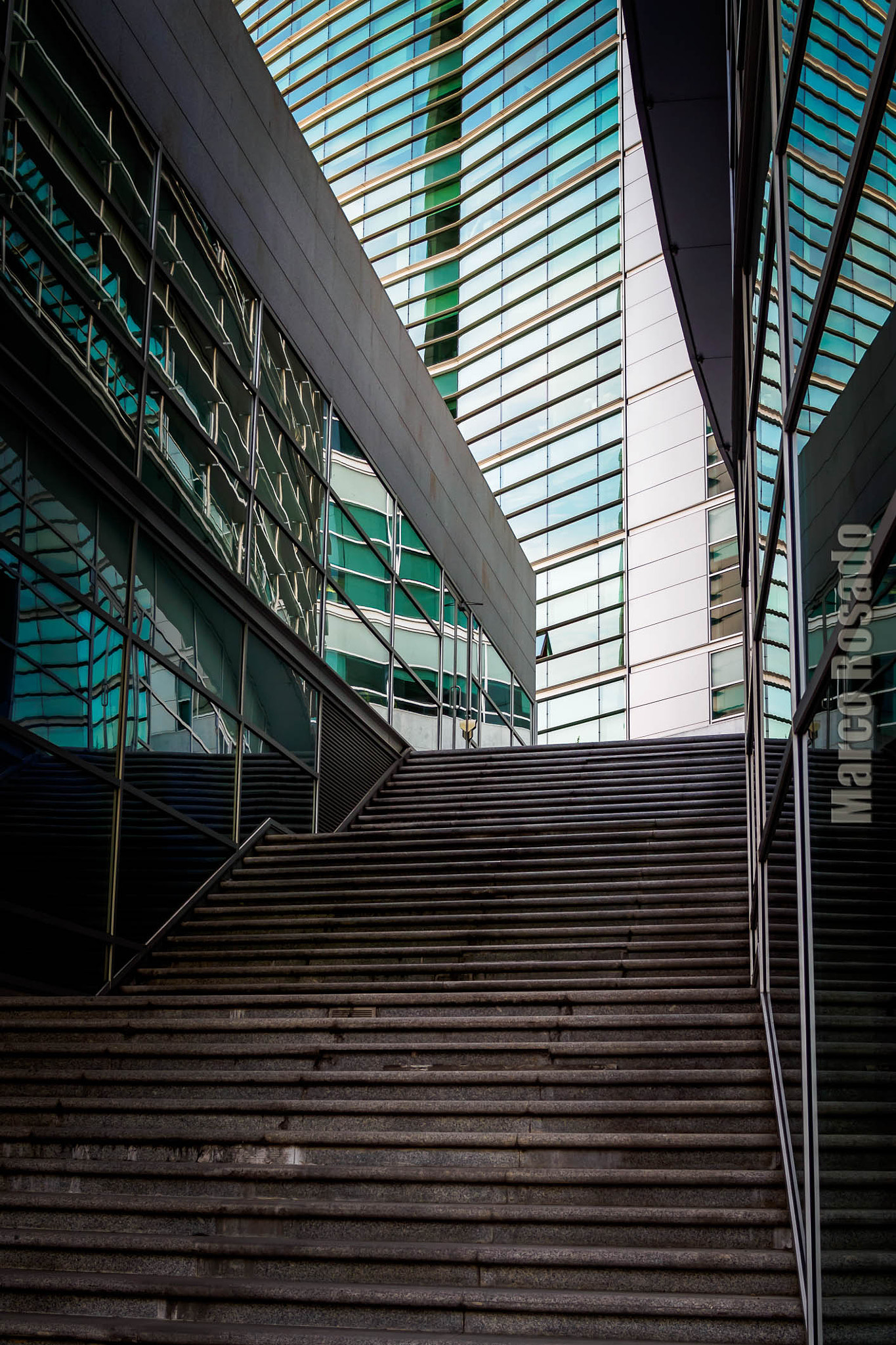 Olympus OM-D E-M5 sample photo. Stairs and reflections photography