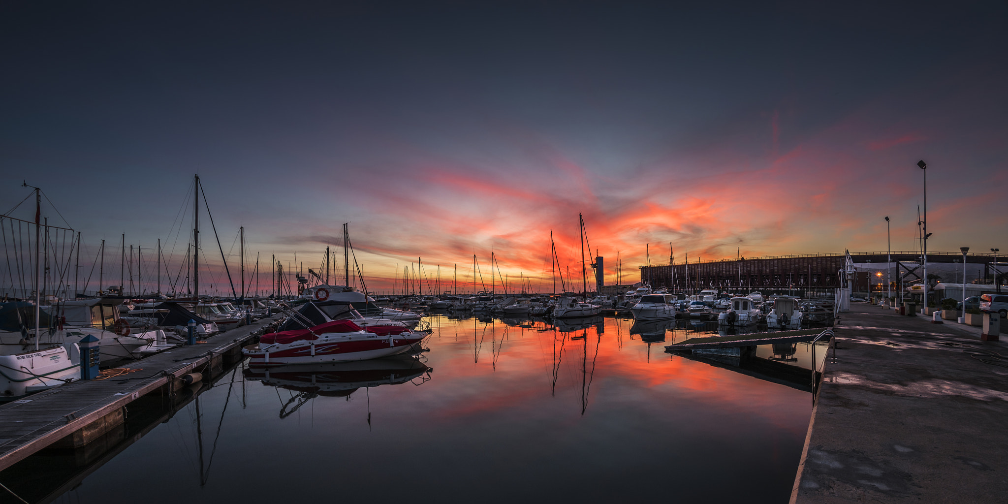 Nikon D750 + Samyang 12mm F2.8 ED AS NCS Fisheye sample photo. Boats at sunset photography