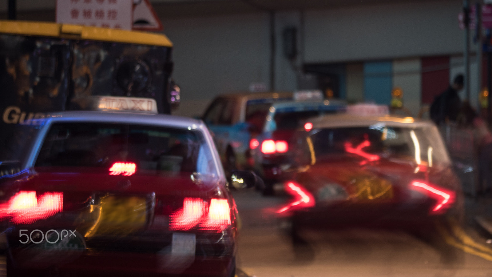 Panasonic Lumix DMC-GH4 sample photo. Taxi cars traffic on night road photography