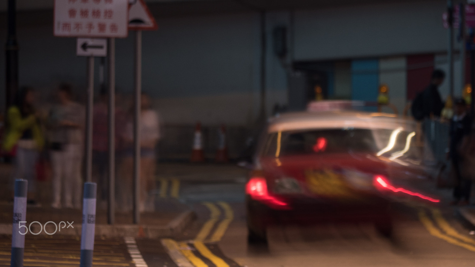 Panasonic Lumix DMC-GH4 sample photo. Taxi car driving along night road photography