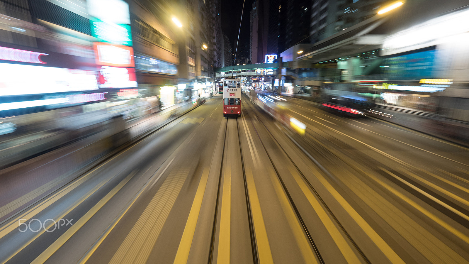 Panasonic Lumix DMC-GH4 sample photo. Double-decker tram on night road of hong kong photography