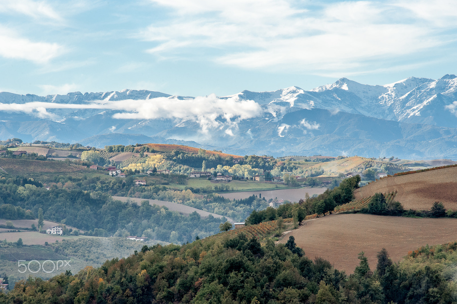 Nikon D700 sample photo. Autumn in langhe - view on alps photography