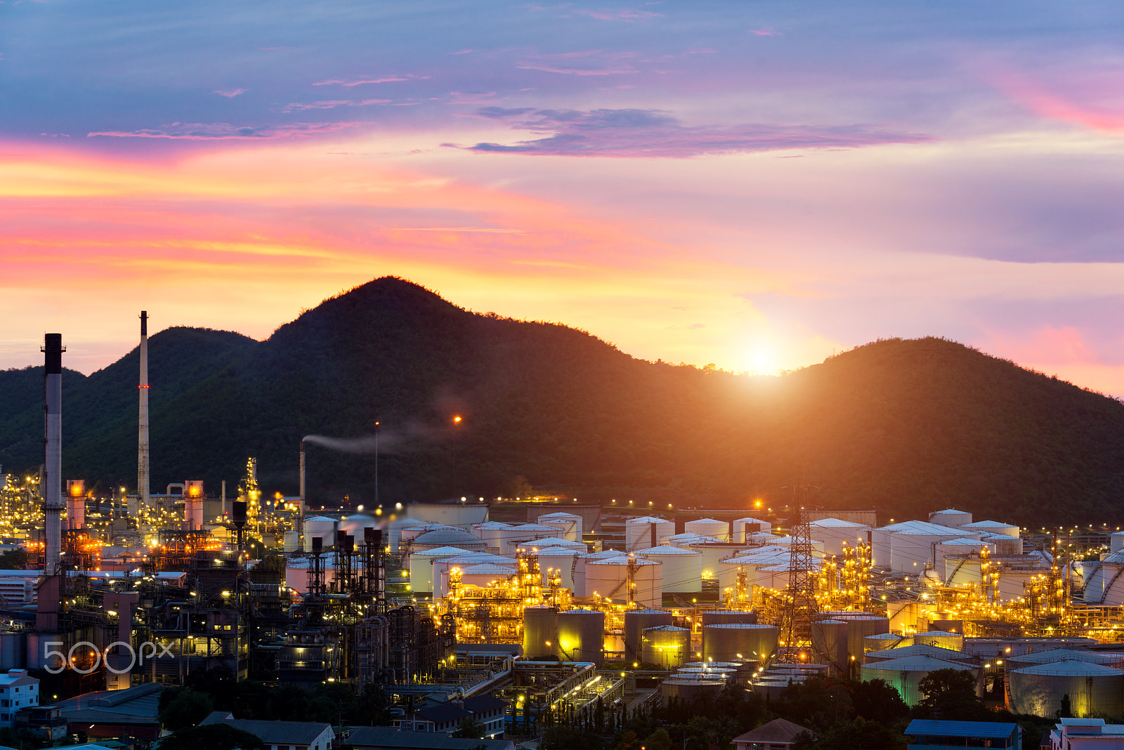 Nikon D800 sample photo. Oil refinery industry at night in chonburi, thailand. photography